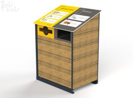 Signalétique touristique - Poubelle de tri - Pichauris bois 2 tris éligible Citeo - Fabrication PIC BOIS