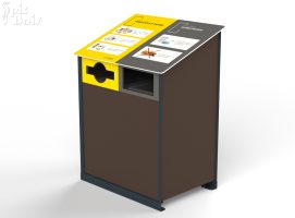 Signalétique touristique - Poubelle de tri - Pichauris 2 tris compact éligible Citeo - Fabrication PIC BOIS