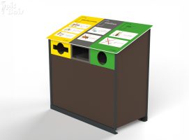 Signalétique touristique - Poubelle de tri - Pichauris 3 tris compact éligible Citeo - Fabrication PIC BOIS