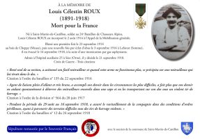 PIC BOIS - Plaque à la mémoire de Louis Célestin Roux (1891 - 1918)